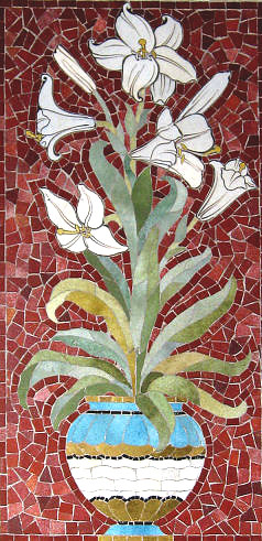 Mosaic lilies - part of the altar reredos.